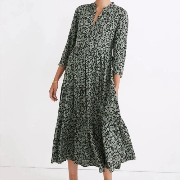 Madewell Button-Front Tiered Midi Dress in Fleur Field - Picture 1 of 6